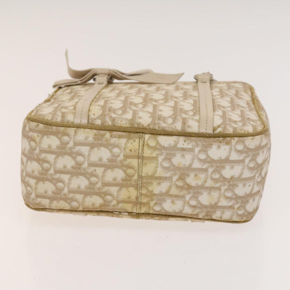 Christian Dior Trotter Canvas Romantic Chain Bag PVC Beige Silver Auth yk19092