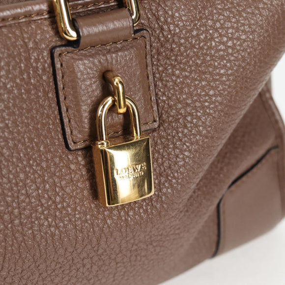 LOEWE Anagram Amazona 36 Hand Bag Leather Brown Gold Auth yk19099A