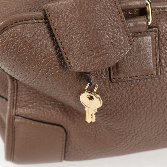 LOEWE Anagram Amazona 36 Hand Bag Leather Brown Gold Auth yk19099A