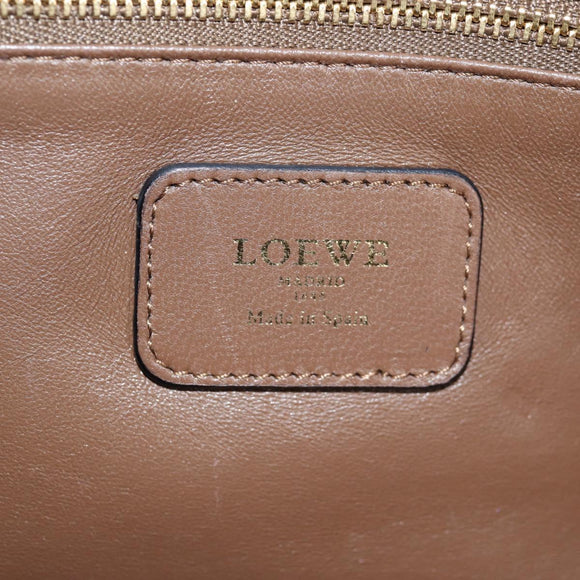 LOEWE Anagram Amazona 36 Hand Bag Leather Brown Gold Auth yk19099A