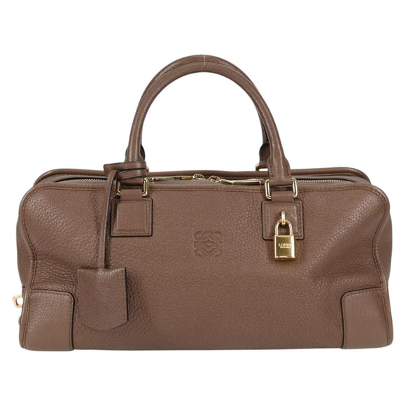 LOEWE Anagram Amazona 36 Hand Bag Leather Brown Gold Auth yk19099A