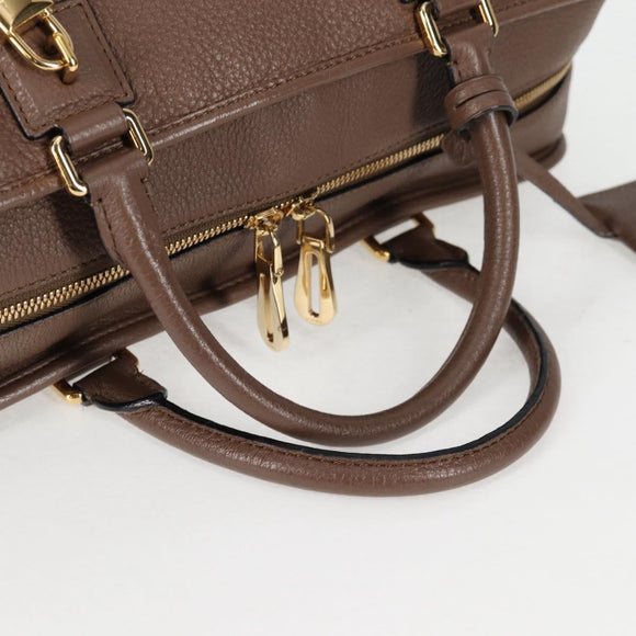 LOEWE Anagram Amazona 36 Hand Bag Leather Brown Gold Auth yk19099A