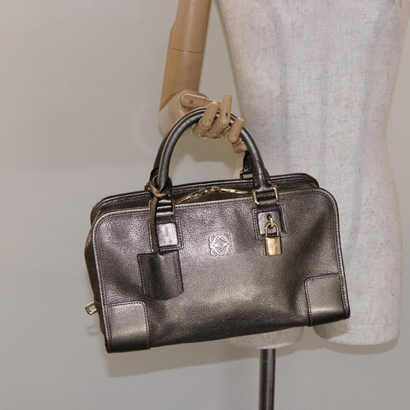 LOEWE Anagram Americana 28 Hand Bag Leather Gold Auth yk19108