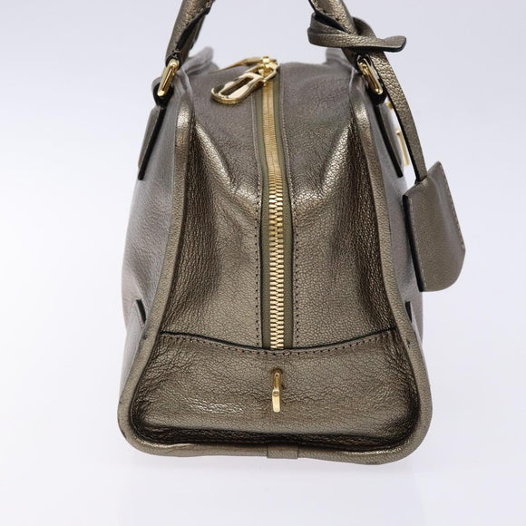 LOEWE Anagram Americana 28 Hand Bag Leather Gold Auth yk19108