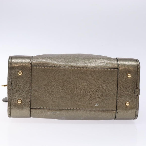 LOEWE Anagram Americana 28 Hand Bag Leather Gold Auth yk19108