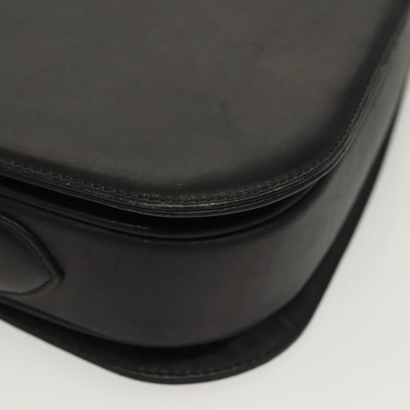 CELINE Horse Carriage Shoulder Bag Leather Black Gold Auth yk19109