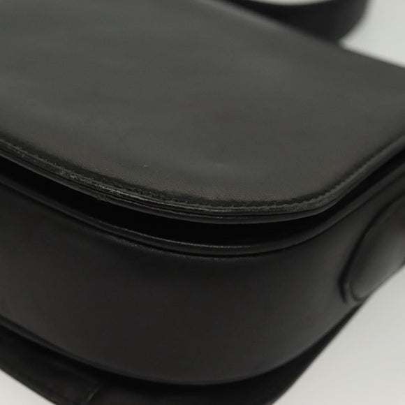 CELINE Horse Carriage Shoulder Bag Leather Black Gold Auth yk19109