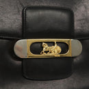 CELINE Horse Carriage Shoulder Bag Leather Black Gold Auth yk19109-14
