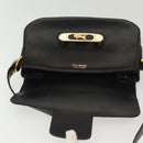 CELINE Horse Carriage Shoulder Bag Leather Black Gold Auth yk19109-10
