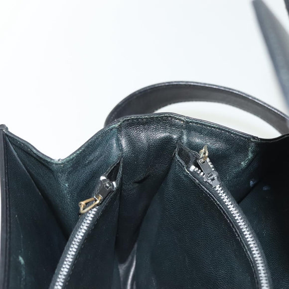 CELINE Horse Carriage Shoulder Bag Leather Black Gold Auth yk19109