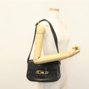 CELINE Horse Carriage Shoulder Bag Leather Black Gold Auth yk19109-23