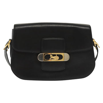 CELINE Horse Carriage Shoulder Bag Leather Black Gold Auth yk19109 - 0