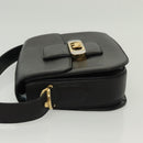 CELINE Horse Carriage Shoulder Bag Leather Black Gold Auth yk19109-4