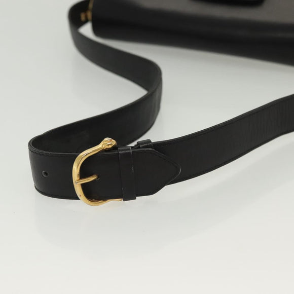 CELINE Horse Carriage Shoulder Bag Leather Black Gold Auth yk19109