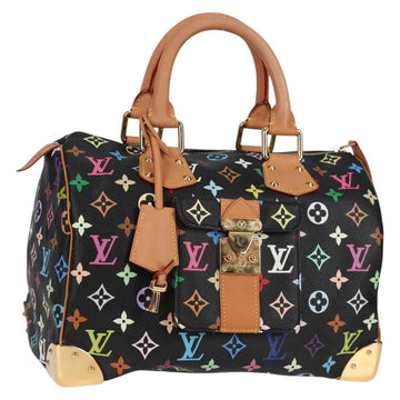 LOUIS VUITTON Monogram Multicolor Speedy 30 Hand Bag Black M92642 Auth yk19115A