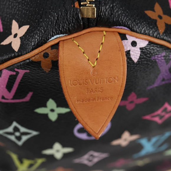 LOUIS VUITTON Monogram Multicolor Speedy 30 Hand Bag Black M92642 Auth yk19115V