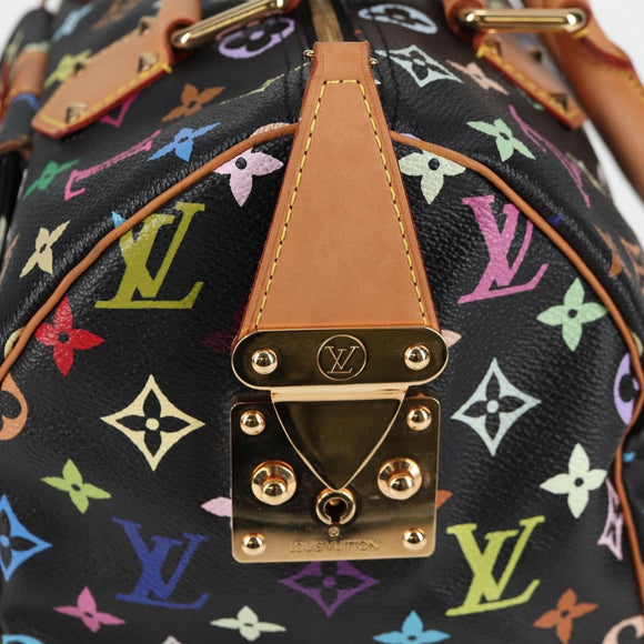 LOUIS VUITTON Monogram Multicolor Speedy 30 Hand Bag Black M92642 Auth yk19115A