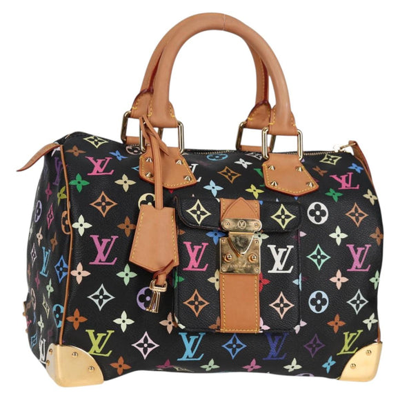 LOUIS VUITTON Monogram Multicolor Speedy 30 Hand Bag Black M92642 Auth yk19115V