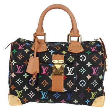 LOUIS VUITTON Monogram Multicolor Speedy 30 Hand Bag Black M92642 Auth yk19115A - 0
