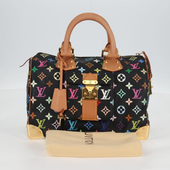 LOUIS VUITTON Monogram Multicolor Speedy 30 Hand Bag Black M92642 Auth yk19115A