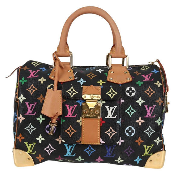 LOUIS VUITTON Monogram Multicolor Speedy 30 Hand Bag Black M92642 Auth yk19115V