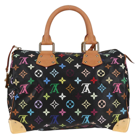 LOUIS VUITTON Monogram Multicolor Speedy 30 Hand Bag Black M92642 Auth yk19115V