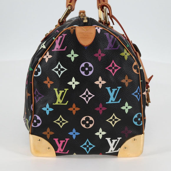 LOUIS VUITTON Monogram Multicolor Speedy 30 Hand Bag Black M92642 Auth yk19115A