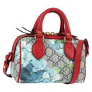 GUCCI GG Supreme Blooms Boston Bag PVC Outlet 2way Red Gold 546312 Auth yk19119AM-1