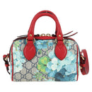 GUCCI GG Supreme Blooms Boston Bag PVC Outlet 2way Red Gold 546312 Auth yk19119AM-2