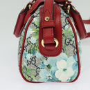 GUCCI GG Supreme Blooms Boston Bag PVC Outlet 2way Red Gold 546312 Auth yk19119AM-4