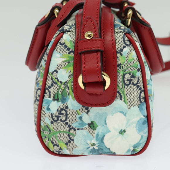 GUCCI GG Supreme Blooms Boston Bag PVC Outlet 2way Red Gold 546312 Auth yk19119AM