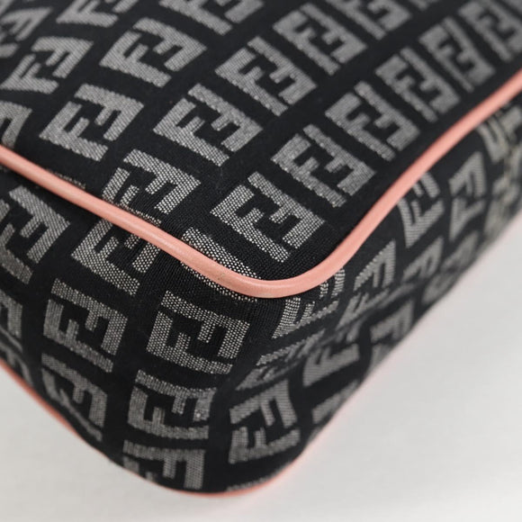 FENDI Zucchino Canvas Hand Bag Black Gold Auth yk19129V