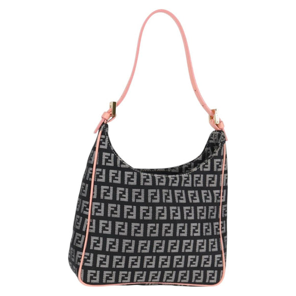 FENDI Zucchino Canvas Hand Bag Black Gold Auth yk19129A