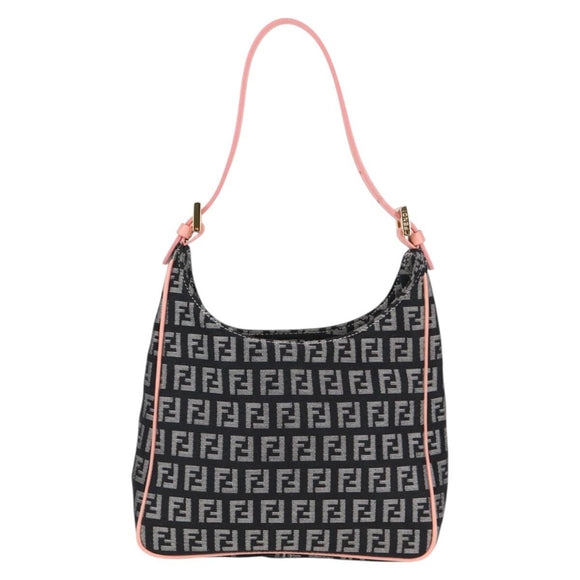 FENDI Zucchino Canvas Hand Bag Black Gold Auth yk19129A
