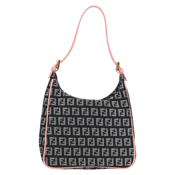 FENDI Zucchino Canvas Hand Bag Black Gold Auth yk19129A