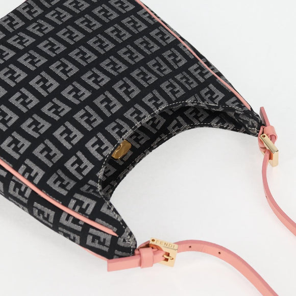 FENDI Zucchino Canvas Hand Bag Black Gold Auth yk19129A