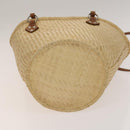 BURBERRY Blue Label Tote Bag Straw 2way Beige Silver Auth yk19134-5