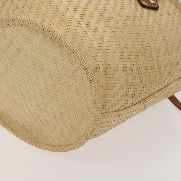 BURBERRY Blue Label Tote Bag Straw 2way Beige Silver Auth yk19134