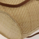 BURBERRY Blue Label Tote Bag Straw 2way Beige Silver Auth yk19134-17