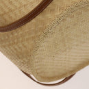 BURBERRY Blue Label Tote Bag Straw 2way Beige Silver Auth yk19134-9