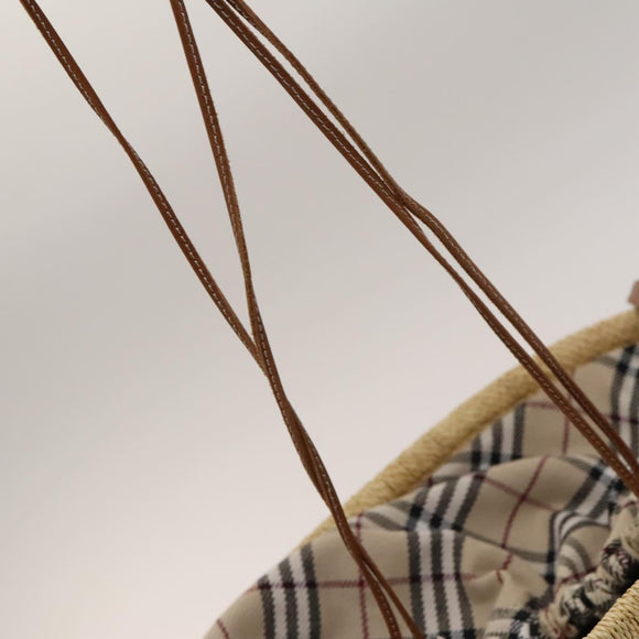 BURBERRY Blue Label Tote Bag Straw 2way Beige Silver Auth yk19134