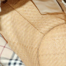 BURBERRY Blue Label Tote Bag Straw 2way Beige Silver Auth yk19134-19