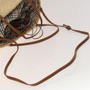 BURBERRY Blue Label Tote Bag Straw 2way Beige Silver Auth yk19134-6