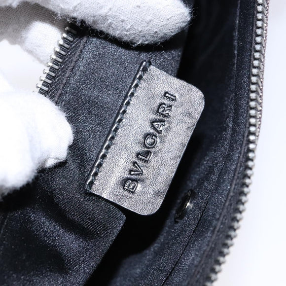 BVLGARI Logo Mania Shoulder Bag Canvas Black Silver Auth yk19146