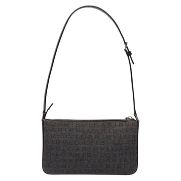 BVLGARI Logo Mania Shoulder Bag Canvas Black Silver Auth yk19146 - 0