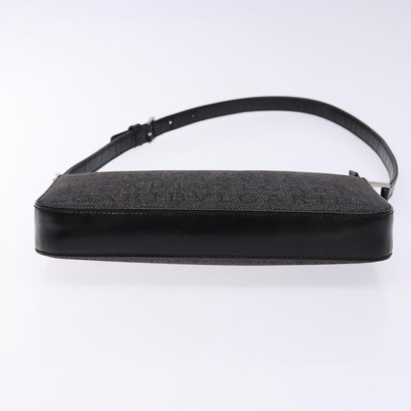 BVLGARI Logo Mania Shoulder Bag Canvas Black Silver Auth yk19146