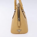 PRADA Hand Bag Leather Beige Auth yk19150-4