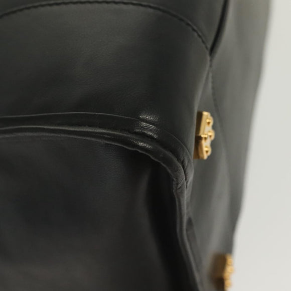 LOEWE Anagram Amazona 40 Hand Bag Leather Gold Black Auth yk19161