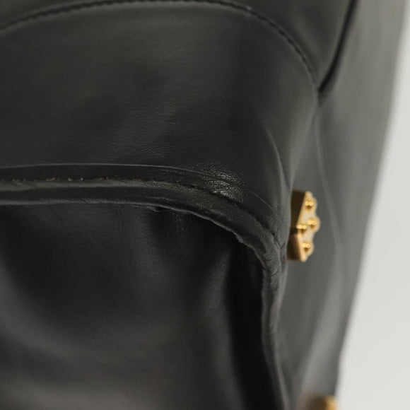 LOEWE Anagram Amazona 40 Hand Bag Leather Gold Black Auth yk19161