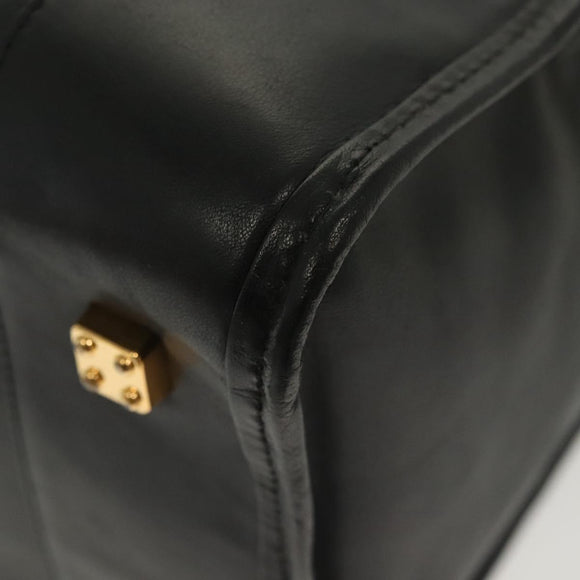 LOEWE Anagram Amazona 40 Hand Bag Leather Gold Black Auth yk19161